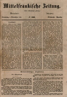 Mittelfränkische Zeitung für Recht, Freiheit und Vaterland (Fränkischer Kurier) Mittwoch 2. Dezember 1846