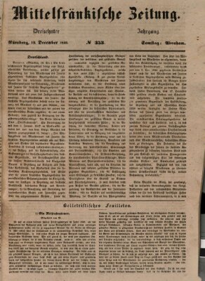 Mittelfränkische Zeitung für Recht, Freiheit und Vaterland (Fränkischer Kurier) Samstag 19. Dezember 1846