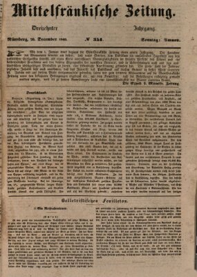 Mittelfränkische Zeitung für Recht, Freiheit und Vaterland (Fränkischer Kurier) Sonntag 20. Dezember 1846