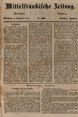 Mittelfränkische Zeitung für Recht, Freiheit und Vaterland (Fränkischer Kurier) Samstag 26. Dezember 1846