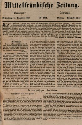 Mittelfränkische Zeitung für Recht, Freiheit und Vaterland (Fränkischer Kurier) Montag 28. Dezember 1846