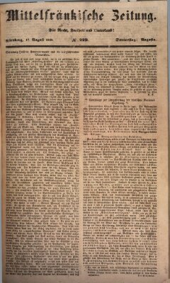 Mittelfränkische Zeitung für Recht, Freiheit und Vaterland (Fränkischer Kurier) Donnerstag 17. August 1848