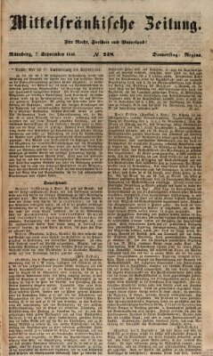 Mittelfränkische Zeitung für Recht, Freiheit und Vaterland (Fränkischer Kurier) Donnerstag 7. September 1848