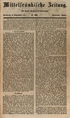 Mittelfränkische Zeitung für Recht, Freiheit und Vaterland (Fränkischer Kurier) Mittwoch 20. September 1848