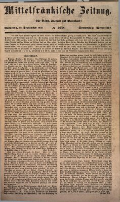 Mittelfränkische Zeitung für Recht, Freiheit und Vaterland (Fränkischer Kurier) Donnerstag 28. September 1848