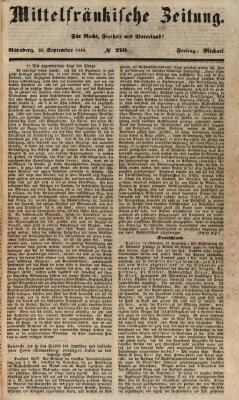 Mittelfränkische Zeitung für Recht, Freiheit und Vaterland (Fränkischer Kurier) Freitag 29. September 1848