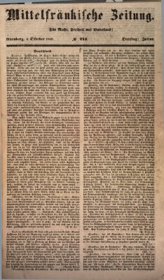 Mittelfränkische Zeitung für Recht, Freiheit und Vaterland (Fränkischer Kurier) Dienstag 3. Oktober 1848