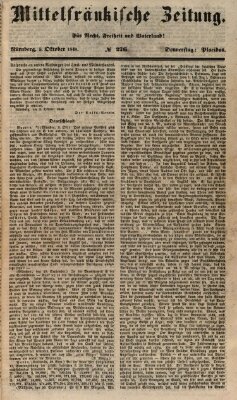 Mittelfränkische Zeitung für Recht, Freiheit und Vaterland (Fränkischer Kurier) Donnerstag 5. Oktober 1848