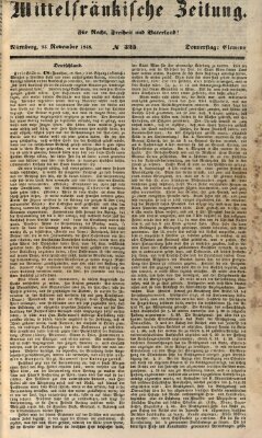 Mittelfränkische Zeitung für Recht, Freiheit und Vaterland (Fränkischer Kurier) Donnerstag 23. November 1848