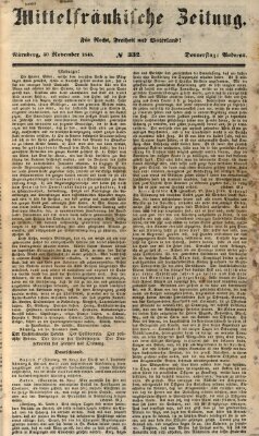 Mittelfränkische Zeitung für Recht, Freiheit und Vaterland (Fränkischer Kurier) Donnerstag 30. November 1848