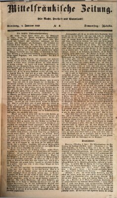 Mittelfränkische Zeitung für Recht, Freiheit und Vaterland (Fränkischer Kurier) Donnerstag 4. Januar 1849