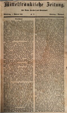 Mittelfränkische Zeitung für Recht, Freiheit und Vaterland (Fränkischer Kurier) Sonntag 7. Januar 1849