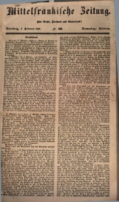 Mittelfränkische Zeitung für Recht, Freiheit und Vaterland (Fränkischer Kurier) Donnerstag 8. Februar 1849