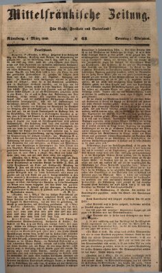 Mittelfränkische Zeitung für Recht, Freiheit und Vaterland (Fränkischer Kurier) Sonntag 4. März 1849