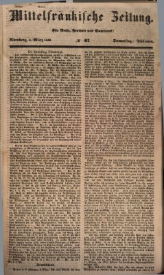 Mittelfränkische Zeitung für Recht, Freiheit und Vaterland (Fränkischer Kurier) Donnerstag 8. März 1849