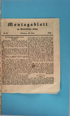 Mittelfränkische Zeitung für Recht, Freiheit und Vaterland (Fränkischer Kurier) Montag 23. April 1849