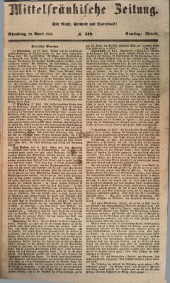 Mittelfränkische Zeitung für Recht, Freiheit und Vaterland (Fränkischer Kurier) Samstag 28. April 1849