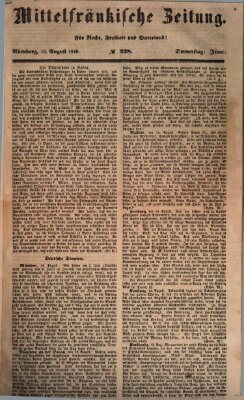 Mittelfränkische Zeitung für Recht, Freiheit und Vaterland (Fränkischer Kurier) Donnerstag 16. August 1849