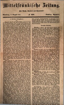 Mittelfränkische Zeitung für Recht, Freiheit und Vaterland (Fränkischer Kurier) Samstag 18. August 1849