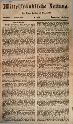 Mittelfränkische Zeitung für Recht, Freiheit und Vaterland (Fränkischer Kurier) Donnerstag 23. August 1849