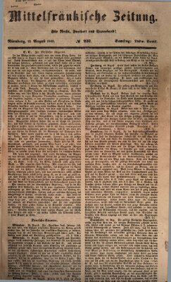 Mittelfränkische Zeitung für Recht, Freiheit und Vaterland (Fränkischer Kurier) Samstag 25. August 1849