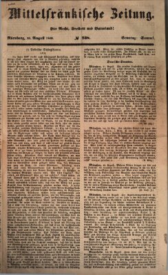 Mittelfränkische Zeitung für Recht, Freiheit und Vaterland (Fränkischer Kurier) Sonntag 26. August 1849