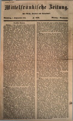 Mittelfränkische Zeitung für Recht, Freiheit und Vaterland (Fränkischer Kurier) Montag 3. September 1849