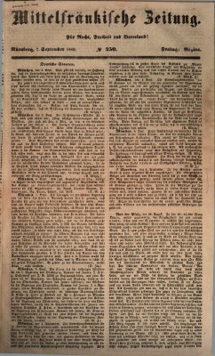 Mittelfränkische Zeitung für Recht, Freiheit und Vaterland (Fränkischer Kurier) Freitag 7. September 1849