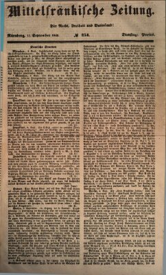 Mittelfränkische Zeitung für Recht, Freiheit und Vaterland (Fränkischer Kurier) Dienstag 11. September 1849