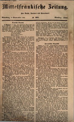 Mittelfränkische Zeitung für Recht, Freiheit und Vaterland (Fränkischer Kurier) Dienstag 18. September 1849