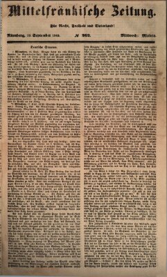 Mittelfränkische Zeitung für Recht, Freiheit und Vaterland (Fränkischer Kurier) Mittwoch 19. September 1849