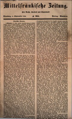 Mittelfränkische Zeitung für Recht, Freiheit und Vaterland (Fränkischer Kurier) Freitag 21. September 1849