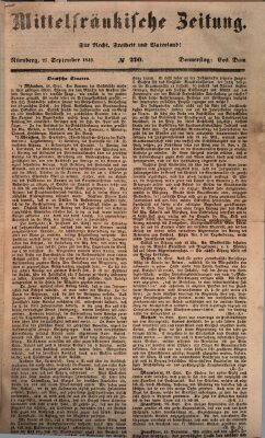 Mittelfränkische Zeitung für Recht, Freiheit und Vaterland (Fränkischer Kurier) Donnerstag 27. September 1849