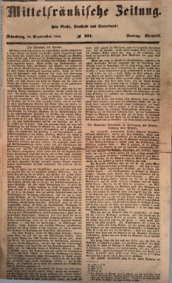 Mittelfränkische Zeitung für Recht, Freiheit und Vaterland (Fränkischer Kurier) Freitag 28. September 1849