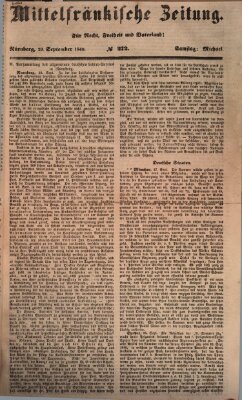 Mittelfränkische Zeitung für Recht, Freiheit und Vaterland (Fränkischer Kurier) Samstag 29. September 1849