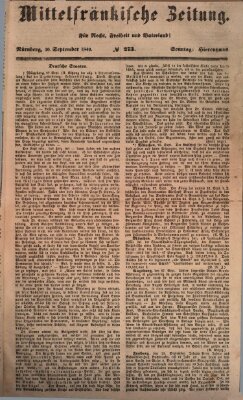 Mittelfränkische Zeitung für Recht, Freiheit und Vaterland (Fränkischer Kurier) Sonntag 30. September 1849