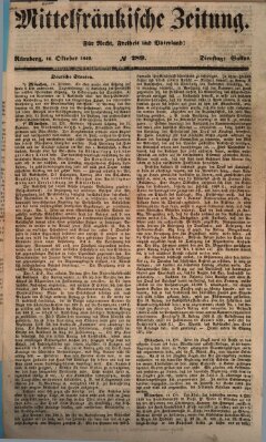 Mittelfränkische Zeitung für Recht, Freiheit und Vaterland (Fränkischer Kurier) Dienstag 16. Oktober 1849