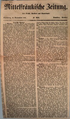 Mittelfränkische Zeitung für Recht, Freiheit und Vaterland (Fränkischer Kurier) Samstag 10. November 1849