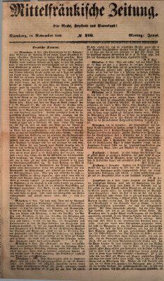 Mittelfränkische Zeitung für Recht, Freiheit und Vaterland (Fränkischer Kurier) Montag 12. November 1849