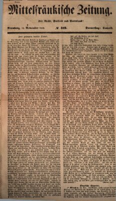 Mittelfränkische Zeitung für Recht, Freiheit und Vaterland (Fränkischer Kurier) Donnerstag 15. November 1849