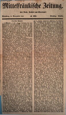 Mittelfränkische Zeitung für Recht, Freiheit und Vaterland (Fränkischer Kurier) Dienstag 20. November 1849