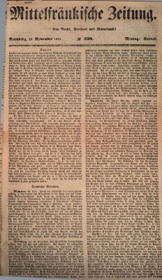 Mittelfränkische Zeitung für Recht, Freiheit und Vaterland (Fränkischer Kurier) Montag 26. November 1849