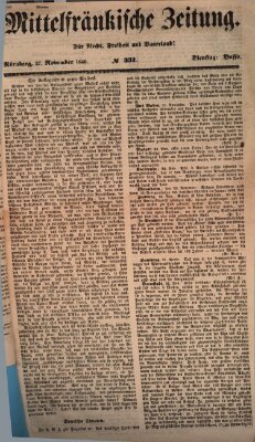 Mittelfränkische Zeitung für Recht, Freiheit und Vaterland (Fränkischer Kurier) Dienstag 27. November 1849