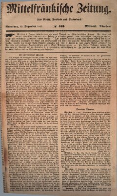 Mittelfränkische Zeitung für Recht, Freiheit und Vaterland (Fränkischer Kurier) Mittwoch 19. Dezember 1849