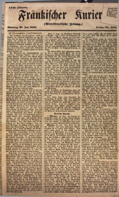 Fränkischer Kurier Freitag 28. Juni 1850