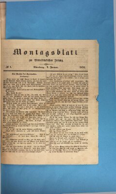 Mittelfränkische Zeitung für Recht, Freiheit und Vaterland (Fränkischer Kurier) Montag 7. Januar 1850