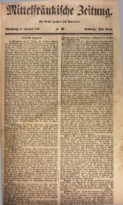 Mittelfränkische Zeitung für Recht, Freiheit und Vaterland (Fränkischer Kurier) Sonntag 27. Januar 1850