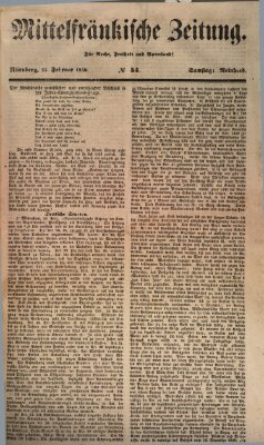 Mittelfränkische Zeitung für Recht, Freiheit und Vaterland (Fränkischer Kurier) Samstag 23. Februar 1850