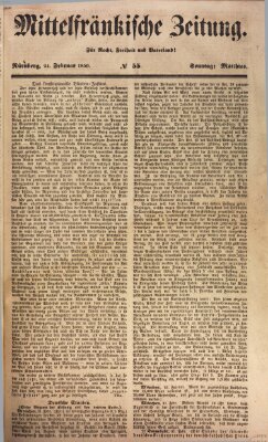 Mittelfränkische Zeitung für Recht, Freiheit und Vaterland (Fränkischer Kurier) Sonntag 24. Februar 1850