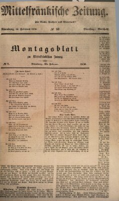 Mittelfränkische Zeitung für Recht, Freiheit und Vaterland (Fränkischer Kurier) Montag 25. Februar 1850